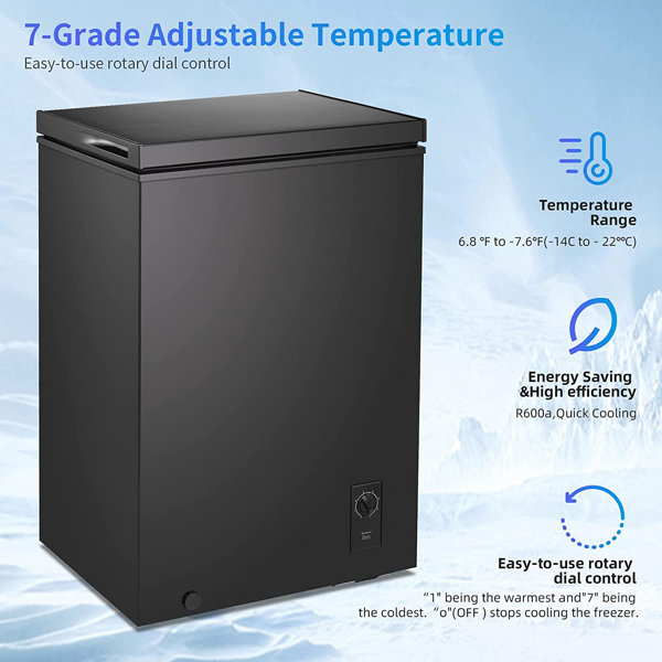R.W.FLAME 2.7 Cubic Feet Chest Freezer with Adjustable Temperature